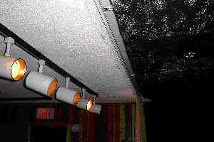 Sound room - ceiling showing curtain track